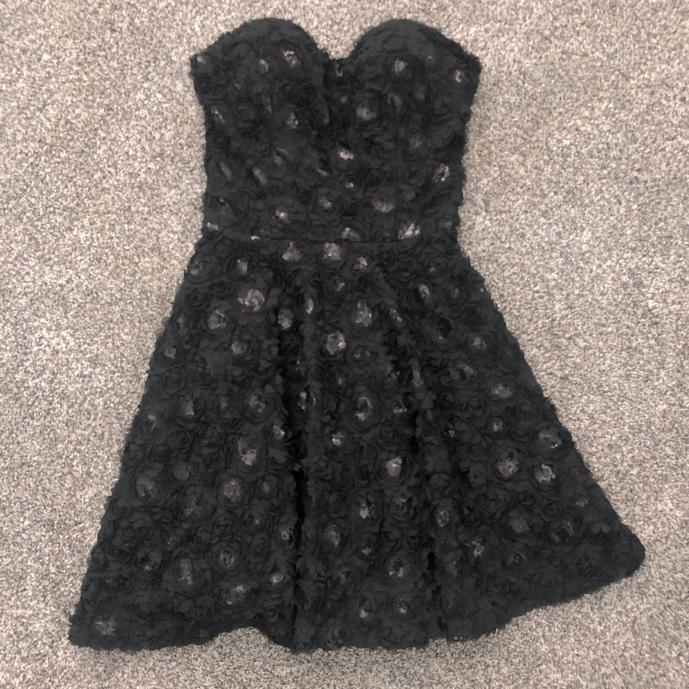 Bebe black and sequin strapless dress
